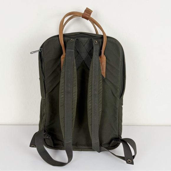 Fjall Raven kanken no. 2 laptop backpack dark olive canvas leather - Picture 3 of 9